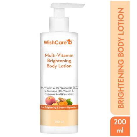 WishCare Multi-Vitamin Brightening Body Lotion - 5% Vitamin C,5% Niacinamide(B3), D-Panthenol(B5), Vitamin-E, Hyaluronic Acid & Ceramide