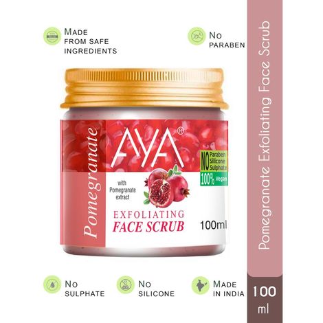 AYA Pomegranate Exfoliating Face Scrub, 100 ml | No Paraben, No Silicone, No Sulphate |