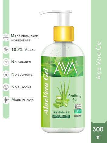 AYA Multipurpose Aloe Vera Gel, 300 ml for Face, Hair and Body
