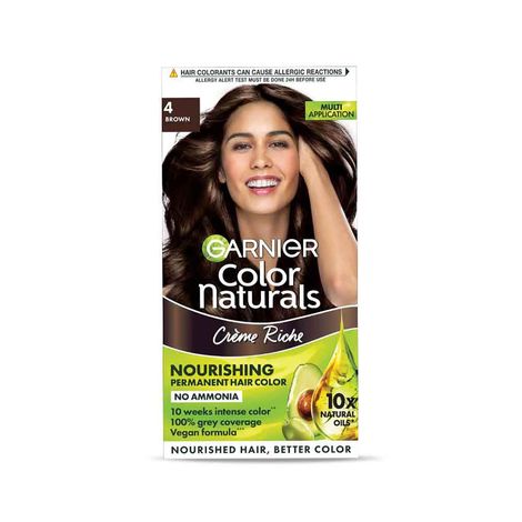 Garnier Colour Naturals Natural Cream Nourishing Permanent Hair Colour Brown 4 (70 ml + 60 g)