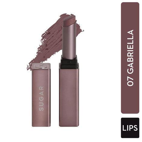 SUGAR Cosmetics - Mettle - Satin Lipstick - 07 Gabriella (Soft Dusty Nude) - 2.2 gms - Waterproof, Longlasting Lipstick for a Silky and Creamy Finish, Lasts Up to 8 hours