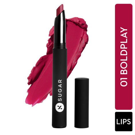 SUGAR Cosmetics - Matte Attack - Transferproof Lipstick - 01 Bold Play (Cardinal Pink) - 2 gms - Transferproof Lipstick Matte Finish, Lasts Up to 8 hours