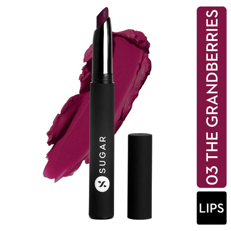 SUGAR Cosmetics - Matte Attack - Transferproof Lipstick - 03 The Grandberries (Dark Berry) - 2 gms - Transferproof Lipstick Matte Finish, Lasts Up to 8 hours