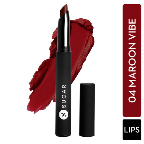SUGAR Cosmetics - Matte Attack - Transferproof Lipstick - 04 Maroon Vibe (Dark Red) - 2 gms - Transferproof Lipstick Matte Finish, Lasts Up to 8 hours