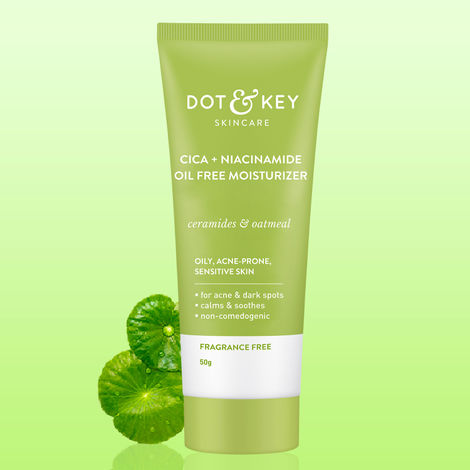 Dot & Key CICA & Niacinamide Spot Reduction Oil Free Moisturizer with Oat Oil & Ceremides | Suitable for Oily, Acne & Sensitive Skin | Fragrance Free | 50g
