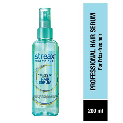 Streax Professional Vitariche Gloss Hair Serum For Women| With Vitamin E & Macadamia Oil | For All Hair Types| 200 ml