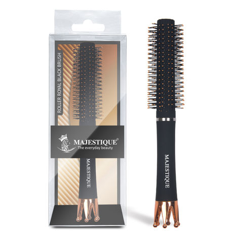 Majestique Crown Series Round Hair Brush | Use as Blow Drying, Styling, Shaping, Wet & Dry - Black