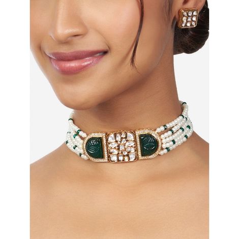 Polki choker necklace gold clearance