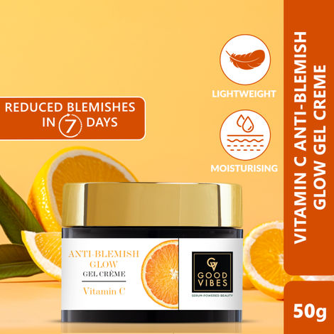 Good Vibes Anti Blemish Glow gel Creme Vitamin C | Spotless glow, Brightening, Depigmentation, Oil free (50 g)