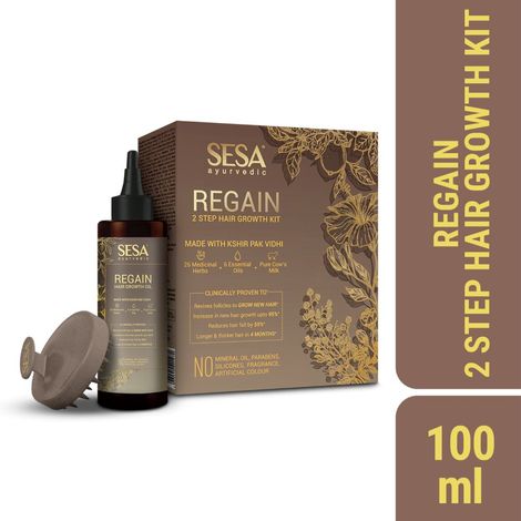 SESA Ayurvedic Regain 2 Step Hair Growth Kit I Reduces Hairfall I Hair grwoth Oil I Boosts Hair Growth I 100% Natural I Ayurvedic certified 100ml