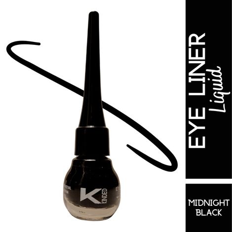 KINDED Eye Liner Liquid Waterproof Smudgeproof Longlasting Insta Bold Look Intense Heavenly Soothing Colour Pigments Precise Tip Quick Drying Eyeliner (5 ml, Matte Finish, Midnight Black)
