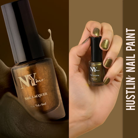 NY Bae Hustlin' Nail Lacquer - Late Nights 8 (6 ml) | Green | Glossy Finish | Glossy Finish | Highly Pigmented | Rich Shine | Chip Resistant | Long lasting | Quick Drying | Streak-free Application | Cruelty Free