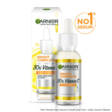 Garnier Skin Naturals, Face Serum, For Brighter & Clear Skin, Bright Complete Vitamin C Booster, 30 ml