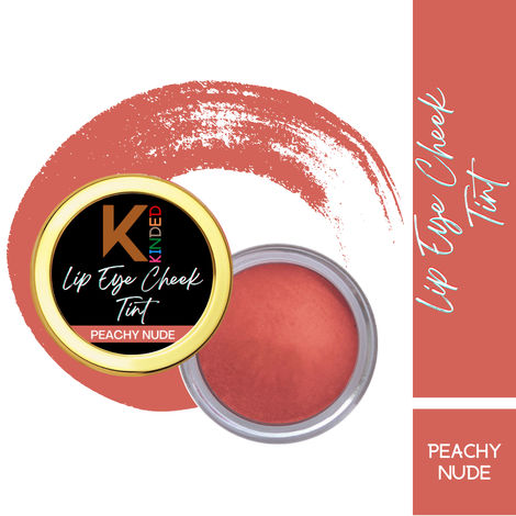 KINDED Lip Eye and Cheek Tint for Women Girls Pigmented Lip Colour Lipstick Tint Balm Eyeshadow Blush with Natural Ingredients Longlasting Moisturizing Nourishing (Creamy Matte Finish, Peachy Nude)