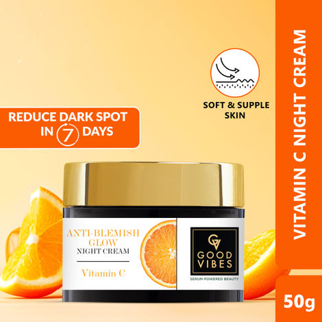 Good Vibes Anti-Blemish Vitamin C Glow Night Cream | Spotless, Brightening, Depigmentation, Reduces dark spot, Skin renewing, Sleep treatment (50g)