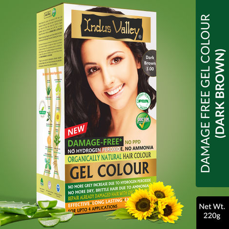 Indus Valley Organically Natural Gel Dark Brown & Chaitan Fonce 3.00 Hair Color - (220 g)