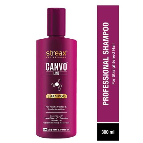 Streax Canvoline Shampoo For straightened hair, with Kera-Charge & Baobab oil, 300ml