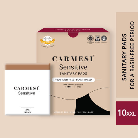 Carmesi Sensitive - Sanitary Pads for Rash-Free Periods (10 XXL)