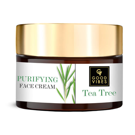 Good Vibes Tea Tree Purifying Face Cream | Lightening, Hydrating, Anti-Acne | No Parabens, No Sulphates, No Mineral Oil, No Animal Testing (50 g)
