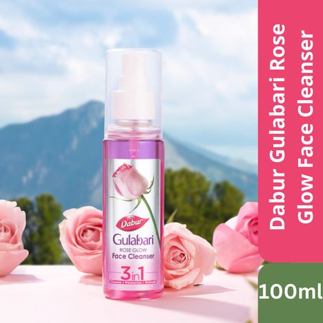 Dabur Gulabari Rose Glow Face Cleanser - 100ml | For All Skin Types | 3 in 1 Cleanser | Cleaner, Balanced & Hydrated Skin