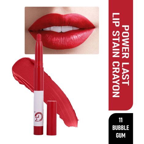 Matt look Power Last Lip Stain Crayon Lipstick, Rich Colour, Non Transfer, Mask Proof & Luxurious Creamy Matte, Bubble Gum (1.3g)