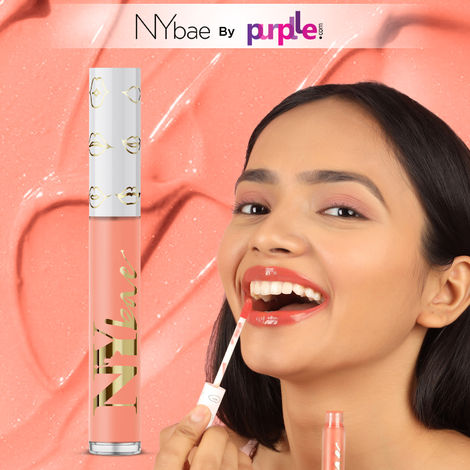 NY Bae Gloss Getter Lip Gloss | Lip & Cheek Tint | Lightweight Glossy Lipstick | Nude Lip Balm | Non-Sticky | Peach Play 05 (2.8 ml)