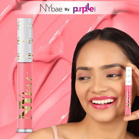 NY Bae Gloss Getter Lip Gloss | Lip & Cheek Tint | Lightweight Glossy Lipstick | Pink Lip Balm | Non-Sticky | Pink Melon 02 (2.8 ml)
