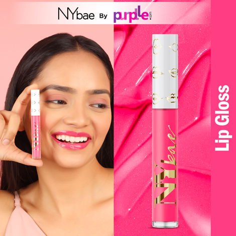 NY Bae Gloss Getter Lip Gloss | Lip & Cheek Tint | Lightweight Glossy Lipstick | Pink Lip Balm | Non-Sticky | Pink Melon 02 (2.8 ml)