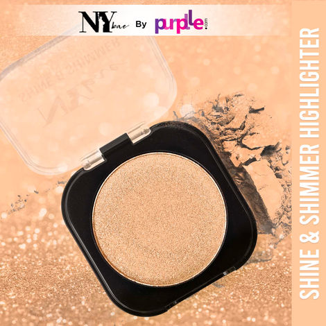 NY Bae Shine & Shimmer Highlighter - Glow Gold 2 (5 g) | Gold | Rich Colour | Super Blendable | Multipurpose | Travel Friendly