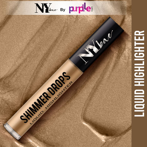 NY Bae Shimmer Drops Liquid Highlighter - Gold Glam 03 (3 ml) | Gold | Rich Colour | Super Blendable | Multipurpose | Travel Friendly