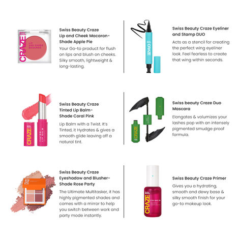 Swiss Beauty Craze All Day Kit - Makeup Kit with Lip balm, Lip