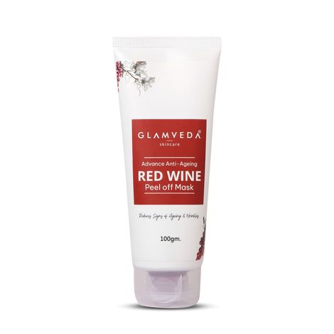 Glamveda Red Wine Advance Anti Ageing Peel Off Mask,Reduces Signs Of Aging, Gives A Radiant Glow,100Gm