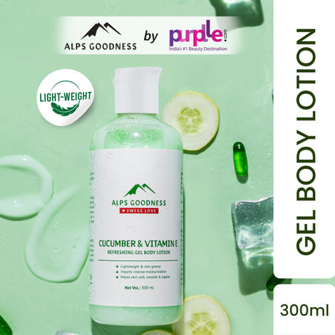 Alps Goodness Cucumber & Vitamin E Refreshing Gel Body Lotion (300ml) |Best Body Lotion for Summer | Lightweight | Sulphates Free, Paraben Free & Cruelty Free | Vegan