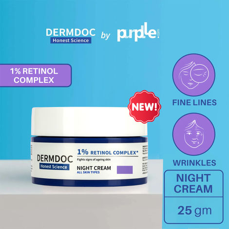 DERMDOC by Purplle | 1% Retinol Complex Night Cream (25g) | retinol cream for face | anti ageing cream | nourishing night cream for all skin types