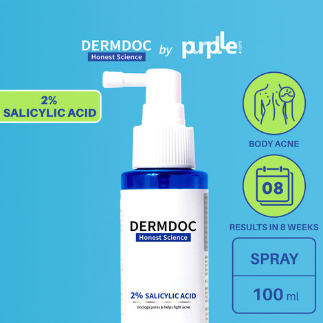 DERMDOC by Purplle 2% Salicylic Acid Body Acne Treatment (100ml) | acne treatment | acne | body acne spray | body acne marks removal | back acne | bumps on body