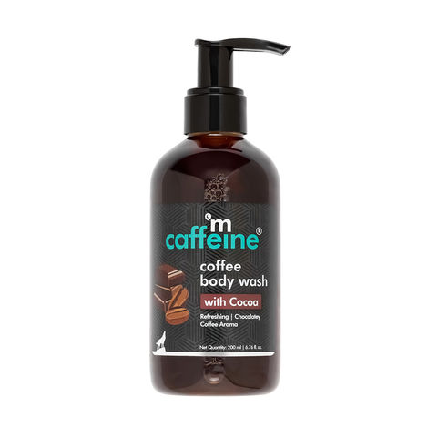 mCaffeine Coffee Body Wash with Cocoa | De-Tan & Deep Cleansing Shower Gel | Enriched with Vitamin E & in Energizing Aroma of Chocolate (200ml)