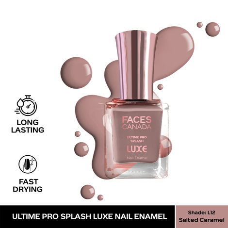 FACES CANADA Ultime Pro Splash Luxe Nail Enamel - Salted Caramel (L12), 12ml | Glossy Finish | Quick Drying | Long Lasting | High Shine | Chip Defiant | Even-Finish | Vegan | Non-Toxic | Ethanol-Free