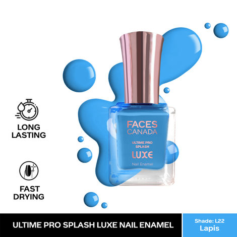 FACES CANADA Ultime Pro Splash Luxe Nail Enamel - Lapis (L22), 12ml | Glossy Finish | Quick Drying | Long Lasting | High Shine | Chip Defiant | Even-Finish | Vegan | Non-Toxic | Ethanol-Free