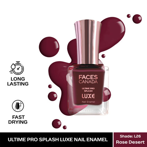 FACES CANADA Ultime Pro Splash Luxe Nail Enamel - Rose Desert (L26), 12ml | Glossy Finish | Quick Drying | Long Lasting | High Shine | Chip Defiant | Even-Finish | Vegan | Non-Toxic | Ethanol-Free