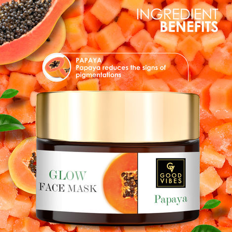 Good Vibes Papaya Glow Face Mask Brightening Lightens Scars With Basil No Parabens No Sulphates No Mineral Oil No Animal Testing 50 g