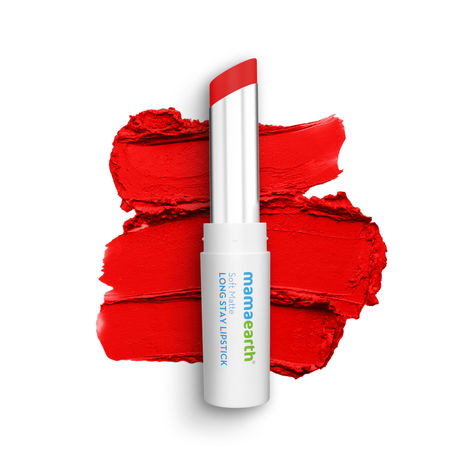 Mamaearth Soft Matte Long Stay Lipsticks with Jojoba Oil & Vitamin E for 12 Hour - Red Dahlia -3.5g