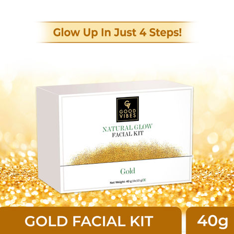 Good Vibes Gold Natural Glow Facial Kit | Glowing, Anti-Ageing | No Parabens, No Animal Testing (40 gm)