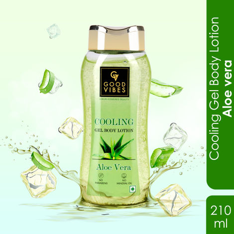 Good Vibes Aloe Vera Cooling Gel Body Lotion (210 ml) | Instant Cooling Sensation | Non Sticky Comfort