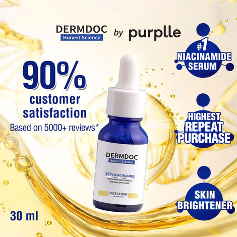 DERMDOC by Purplle 10% Niacinamide Face Serum (30ml) | Skin Brightening | Niacinamide Face Serum | Niacinamide for Oily Skin