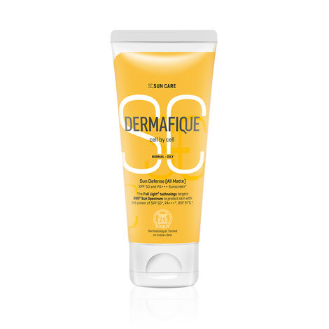 Dermafique Sun Defense All Matte, SPF 50, PA +++ Sunscreen 50g, Normal-Oily Skin, Prevents Tanning & Photaging, Dermatologist Tested on Indian Skin