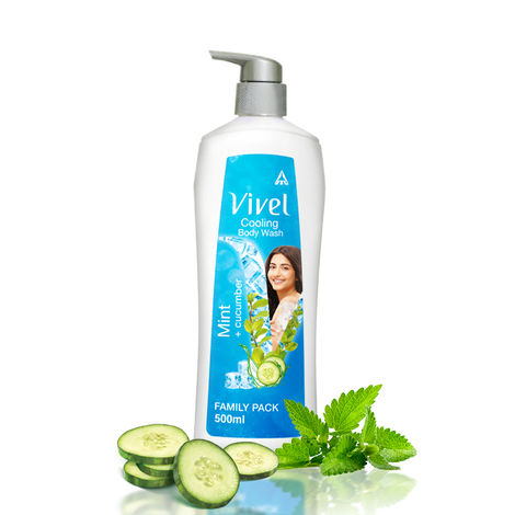 Vivel Body Wash, Mint & Cucumber Shower Creme, Cooling & Moisturising Shower Gel, For Soft and Smooth Skin, For Women and Men 500ml Pump