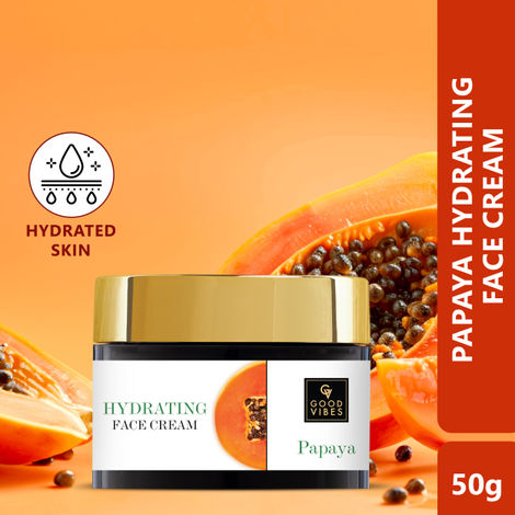 Good Vibes Papaya Hydrating Face Cream | Moisturizing, Glow | With Green Tea | No Parabens, No Sulphates, No Mineral Oil, No Animal Testing (50 g)