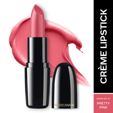 FACES CANADA Weightless Creme Finish Lipstick - Pretty Pink, 4g | Creamy Finish | Smooth Texture | Long Lasting Rich Color | Hydrated Lips | Vitamin E, Jojoba Oil, Shea Butter, Almond Oil