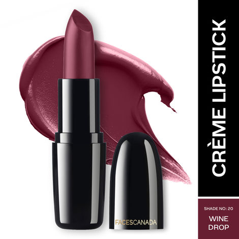 FACES CANADA Weightless Creme Finish Lipstick - Wine Drop, 4g | Creamy Finish | Smooth Texture | Long Lasting Rich Color | Hydrated Lips | Vitamin E, Jojoba Oil, Shea Butter, Almond Oil