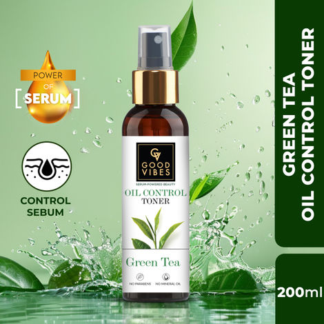 Good Vibes Green Tea Oil Control Toner with Power of Serum | Reduces irritation and redness (200 ml)